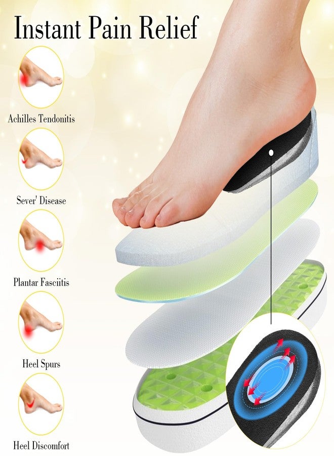 Yuanchu 2 Pairs 1/2 Inch Silicone Heel Lifts for Shock Absorption, Heel Pads Cushions Height Increasing Insoles Soft Shoe Lifts for Women Men Comfort Half Foot Insoles for Uneven Legs Heel Pain - Image 2